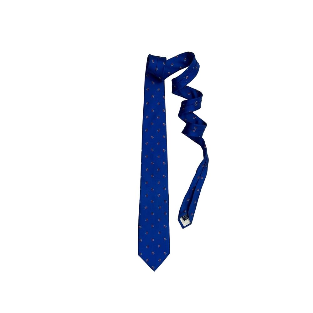 Vintage Givenchy Men's Blue Patterned Silk Neck Tie